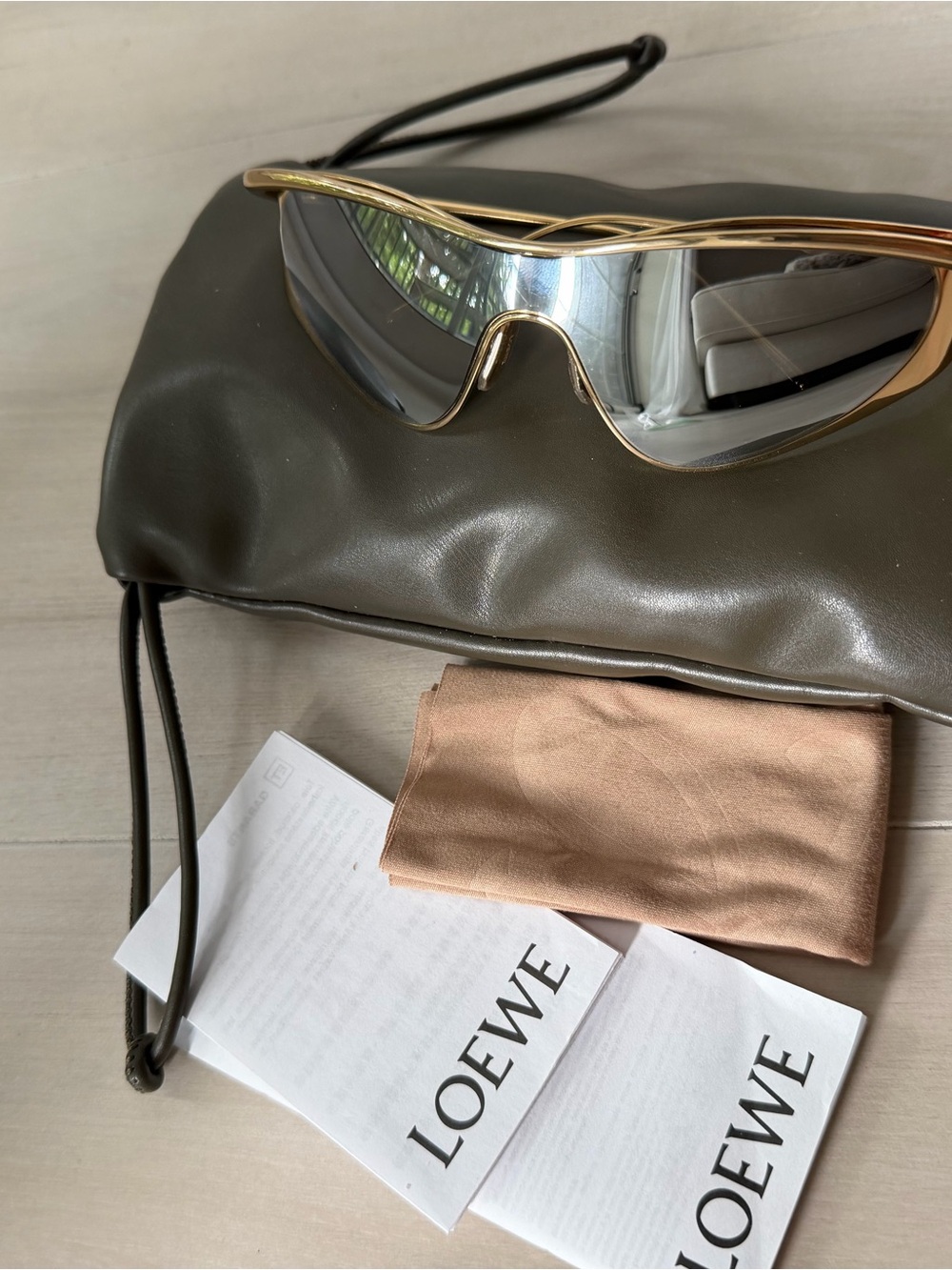 Loewe Gold Frame Mirrored Shield Sunglasses - Gold/Silver